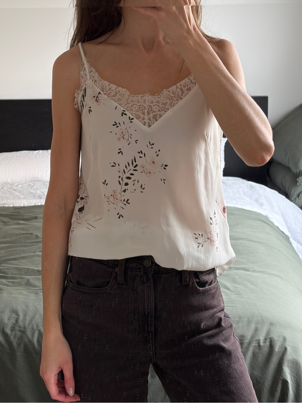 Dynamite Cream Floral Lace-Trim Camisole